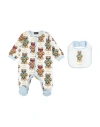 VERSACE YOUNG VERSACE YOUNG NEWBORN BOY BABY JUMPSUITS & OVERALLS WHITE SIZE 3 COTTON, ELASTANE