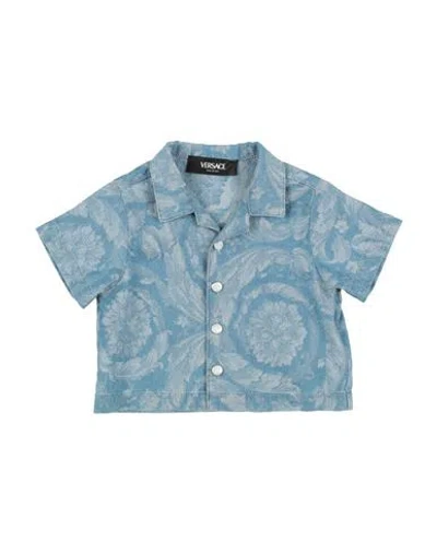 Versace Young Babies'  Newborn Boy Denim Shirt Blue Size 3 Cotton