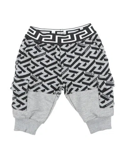 Versace Young Babies'  Newborn Boy Pants Grey Size 3 Cotton, Polyamide, Elastane, Polyester