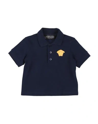 Versace Young Babies'  Newborn Boy Polo Shirt Midnight Blue Size 3 Cotton, Viscose
