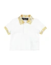 VERSACE YOUNG VERSACE YOUNG NEWBORN BOY POLO SHIRT WHITE SIZE 3 COTTON, POLYESTER, VISCOSE