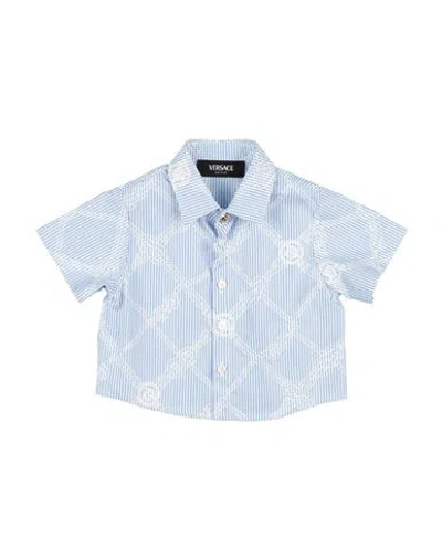 Versace Young Babies'  Newborn Boy Shirt Sky Blue Size 3 Cotton