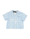 Versace Young Newborn Boy Shirt Sky Blue Size 3 Cotton, Viscose, Polyester In Blue