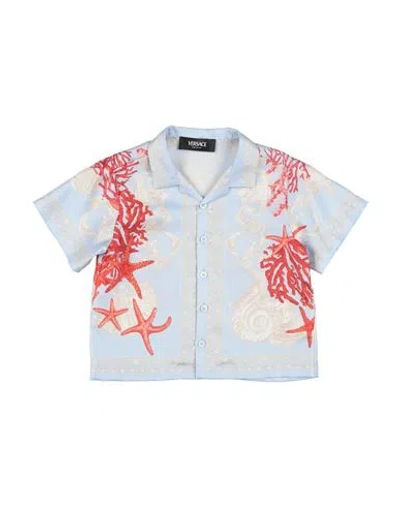 Versace Young Babies'  Newborn Boy Shirt Sky Blue Size 3 Silk In Multi