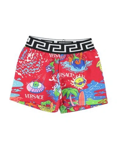 Versace Young Babies'  Newborn Boy Shorts & Bermuda Shorts Red Size 3 Cotton, Polyester, Polyamide, Elastane