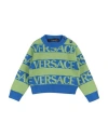 Versace Young Newborn Boy Sweater Azure Size 3 Virgin Wool In Blue