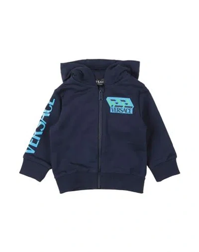 Versace Young Babies'  Newborn Boy Sweatshirt Navy Size 3 Cotton, Elastane In Navy Blue