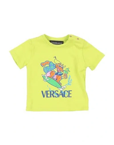 Versace Young Babies'  Newborn Boy T-shirt Acid Green Size 3 Cotton