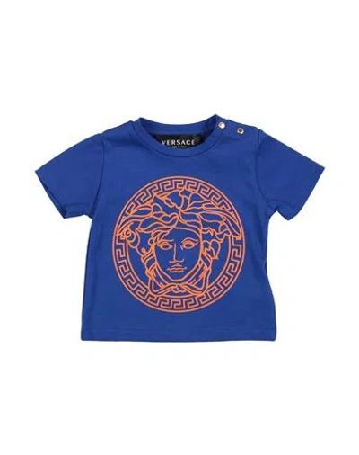 Versace Young Babies'  Newborn Boy T-shirt Blue Size 3 Cotton