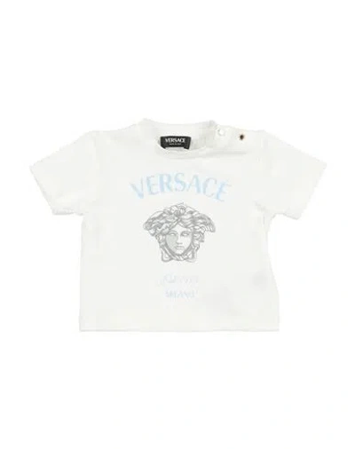 Versace Young Babies'  Newborn Boy T-shirt Off White Size 3 Cotton, Elastane, Viscose, Polyester