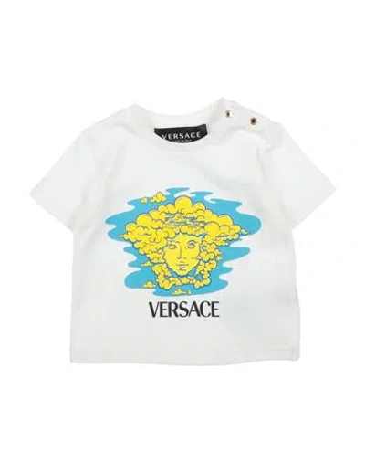 Versace Young Babies'  Newborn Boy T-shirt White Size 3 Cotton In Blue