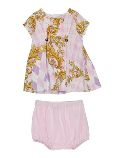 Versace Young Newborn Girl Baby Dress Pink Size 3 Viscose, Elastane