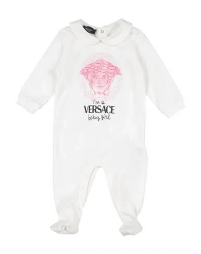 Versace Young Newborn Girl Baby Jumpsuits & Overalls Off White Size 3 Cotton, Elastane