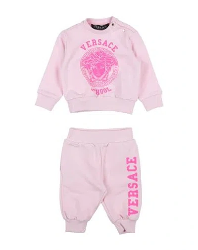 Versace Young Newborn Girl Baby Set Light Pink Size 3 Cotton, Elastane