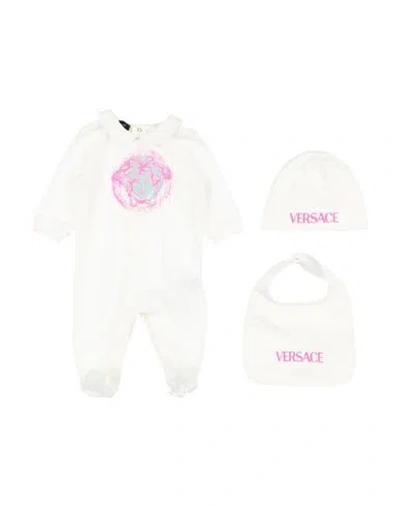 Versace Young Newborn Girl Baby Set White Size 0 Cotton, Elastane