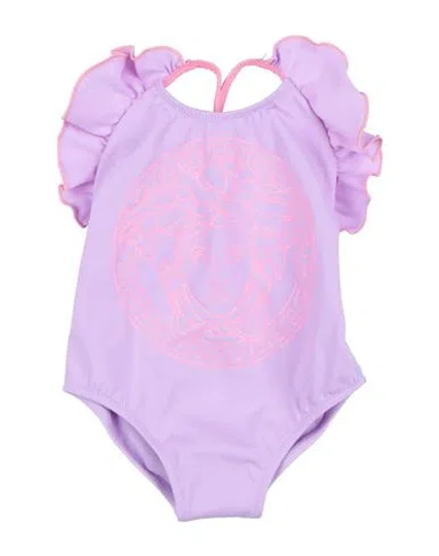 Versace Young Babies'  Newborn Girl One-piece Swimsuit Lilac Size 3 Polyamide, Elastane In Purple