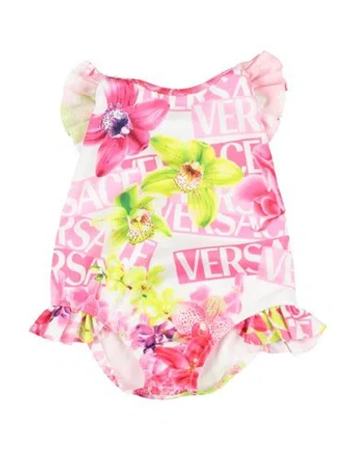 Versace Young Babies'  Newborn Girl One-piece Swimsuit White Size 3 Polyester, Elastane