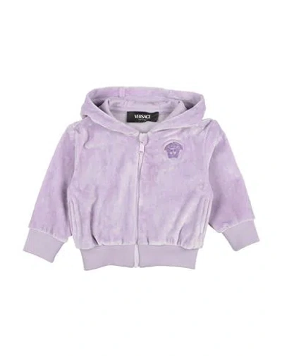 Versace Young Babies'  Newborn Girl Sweatshirt Lilac Size 3 Polyester, Elastane, Viscose, Cotton In Purple