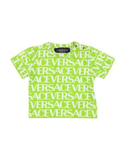 Versace Young Babies'  Newborn Girl T-shirt Acid Green Size 3 Cotton, Elastane