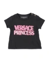 Versace Young Babies'  Newborn Girl T-shirt Black Size 3 Cotton