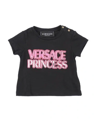 Versace Young Babies'  Newborn Girl T-shirt Black Size 3 Cotton
