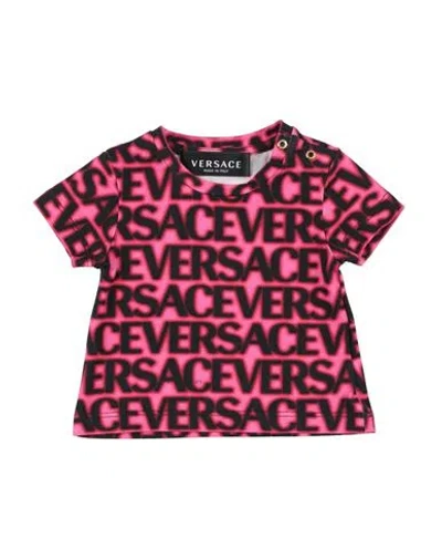 Versace Young Babies'  Newborn Girl T-shirt Fuchsia Size 3 Cotton, Elastane In Pink