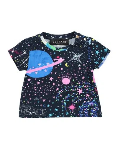 Versace Young Babies'  Newborn Girl T-shirt Midnight Blue Size 3 Cotton, Elastane