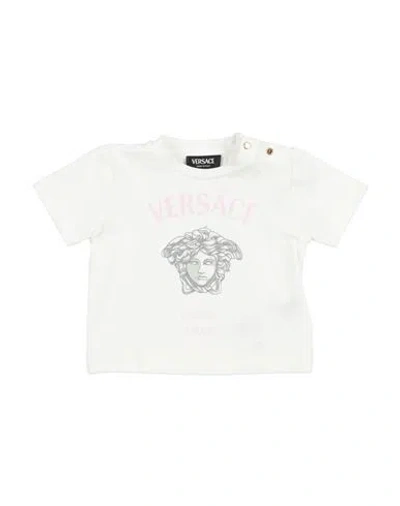 Versace Young Babies'  Newborn Girl T-shirt Off White Size 3 Cotton, Elastane, Viscose, Polyester