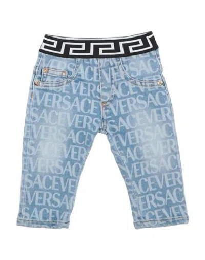 Versace Young Babies'  Newborn Jeans Blue Size 3 Cotton, Elastomultiester, Elastane, Polyester, Polyamide