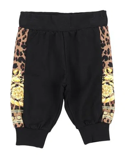 Versace Young Babies'  Newborn Pants Black Size 3 Cotton, Elastane