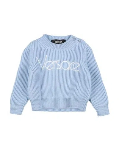 Versace Young Babies'  Newborn Sweater Light Blue Size 3 Virgin Wool