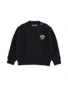 Versace Young Newborn Sweater Midnight Blue Size 3 Virgin Wool, Polyester In Black
