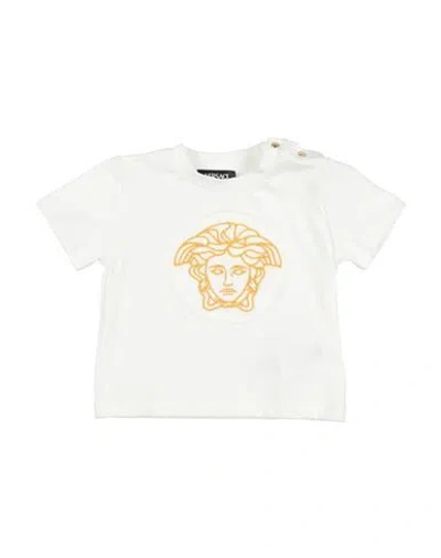 Versace Young Babies'  Newborn T-shirt Cream Size 3 Cotton, Elastane, Viscose, Polyester In White