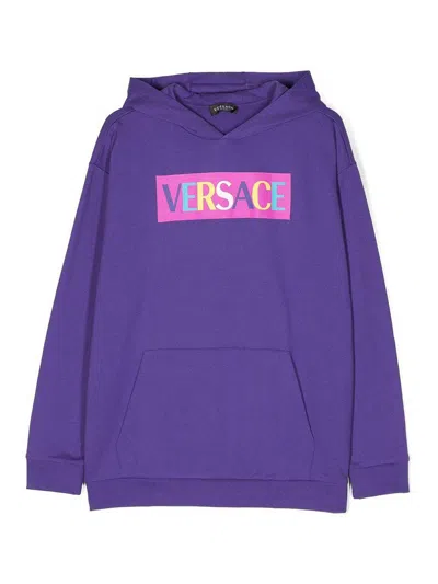 Versace Young Kids' Purple Cotton Boy Versace Hoodie