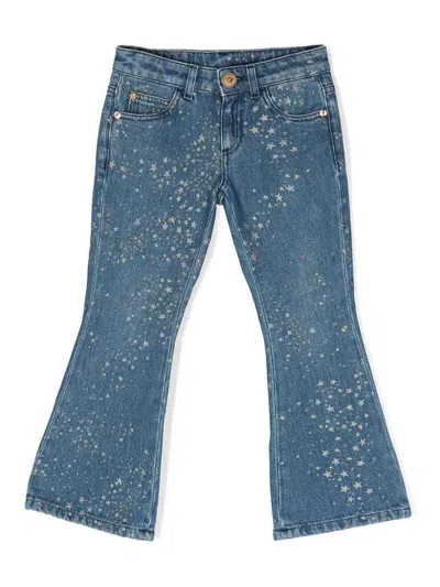 Versace Young Kids' Star-print Jeans In Blue