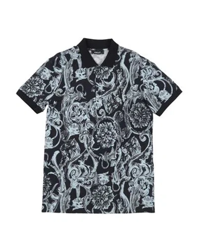 Versace Young Babies'  Toddler Boy Polo Shirt Midnight Blue Size 4 Cotton In Black