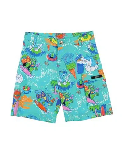 Versace Young Babies'  Toddler Boy Shorts & Bermuda Shorts Turquoise Size 6 Cotton In Blue