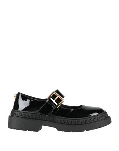 Versace Young Babies'  Toddler Girl Ballet Flats Black Size 10c Goat Skin In Animal Print