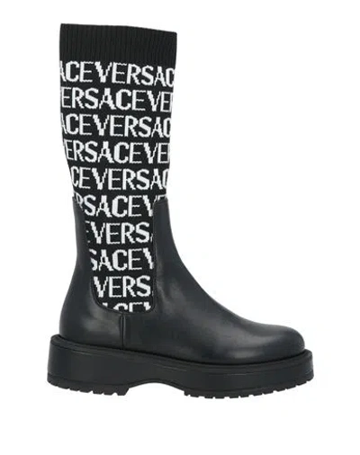 Versace Young Babies'  Toddler Girl Boot Black Size 10c Leather, Textile Fibers