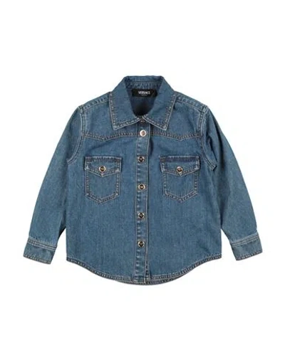 Versace Young Babies'  Toddler Girl Denim Shirt Blue Size 6 Cotton, Aluminum