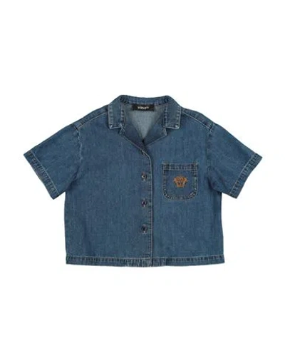 Versace Young Babies'  Toddler Girl Denim Shirt Blue Size 6 Cotton, Polyester
