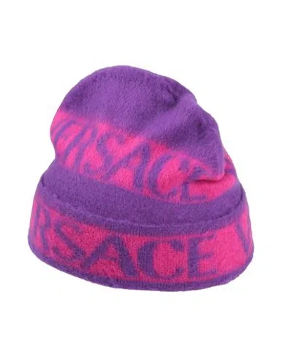 Versace Young Babies'  Toddler Girl Hat Mauve Size 3 Virgin Wool In Purple