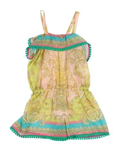 Versace Young Babies'  Toddler Girl Jumpsuit Light Pink Size 5 Cotton, Silk, Polyamide In Yellow