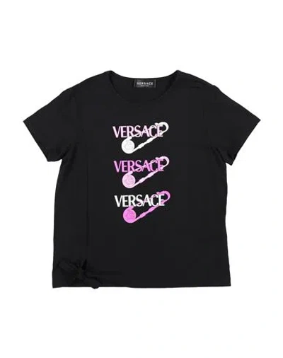 Versace Young Babies'  Toddler Girl T-shirt Black Size 5 Cotton, Elastane