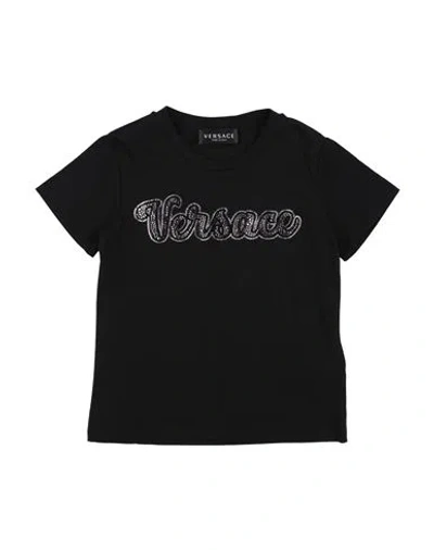 Versace Young Babies'  Toddler Girl T-shirt Black Size 6 Cotton, Glass