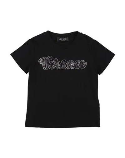 Versace Young Babies'  Toddler Girl T-shirt Black Size 4 Cotton, Glass