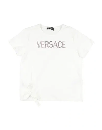 Versace Young Babies'  Toddler Girl T-shirt White Size 6 Cotton, Elastane, Glass