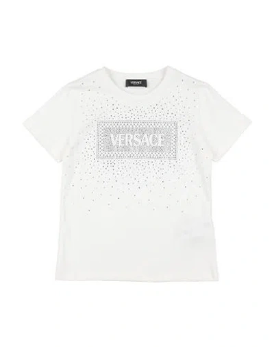 Versace Young Babies'  Toddler Girl T-shirt White Size 6 Cotton, Glass, Aluminum