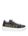 Versace Young Toddler Sneakers Black Size 10c Leather In Black