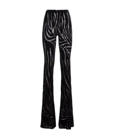 Versace Zebra Pattern Jacquard Horn Casual Pants In Black
